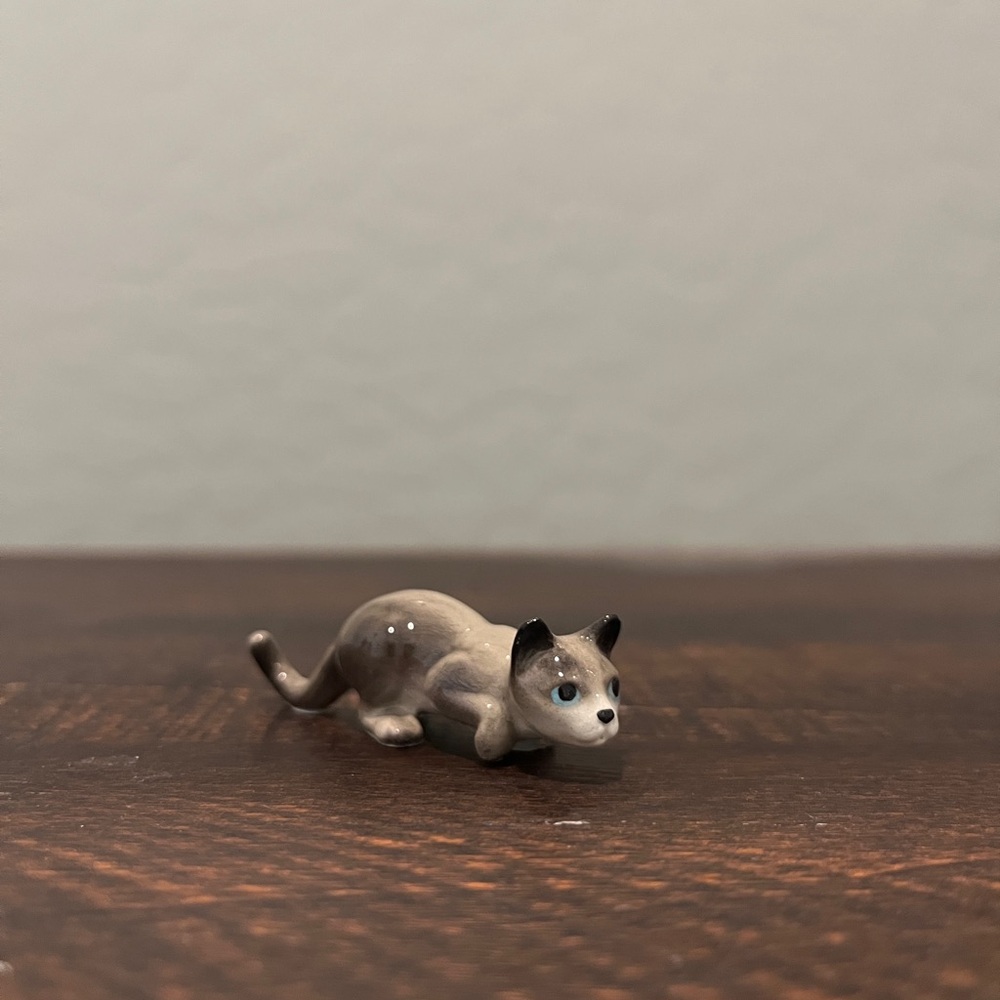 Stalking Ceramic Mini Cat Figurine